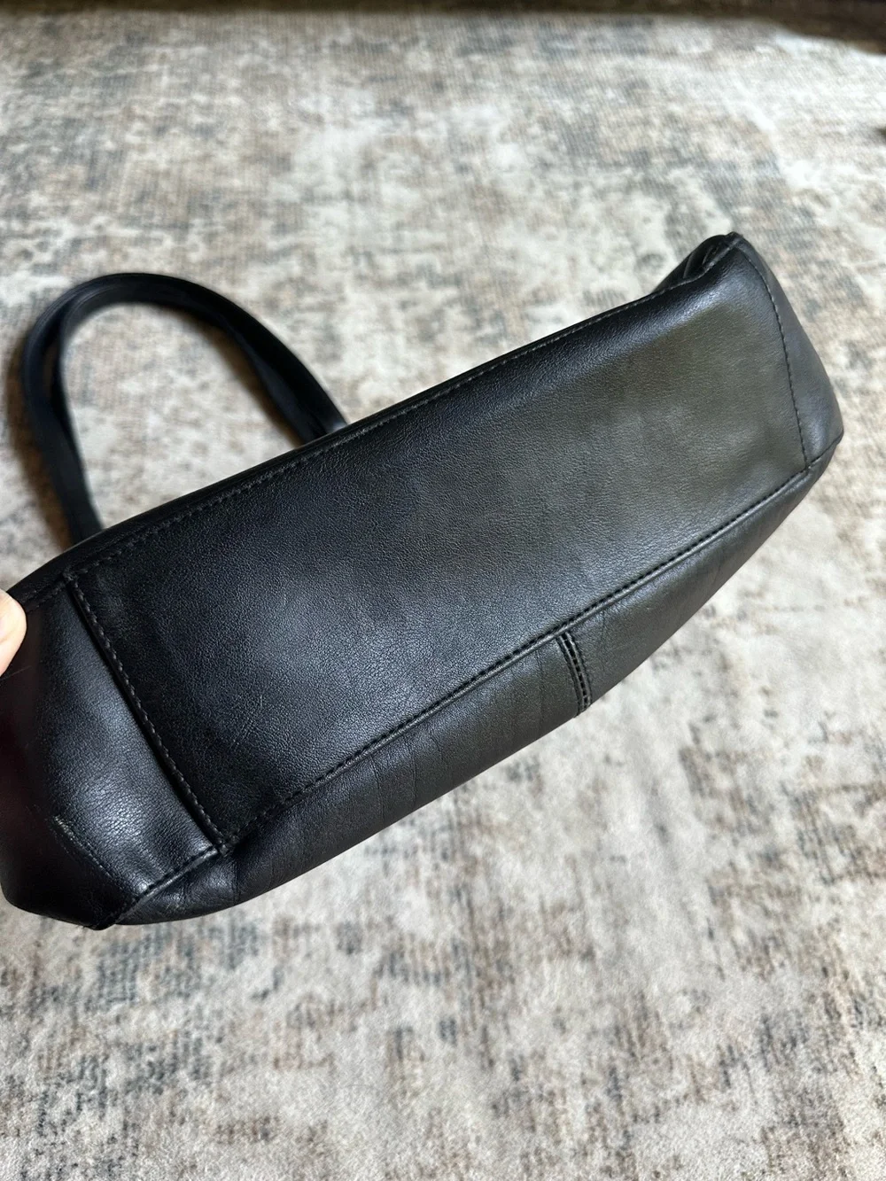 Laura Scott Vintage Black Genuine Leather Shoulder Bag Tote